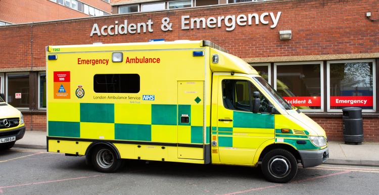 Image of an ambulance parked outside accident and emergency