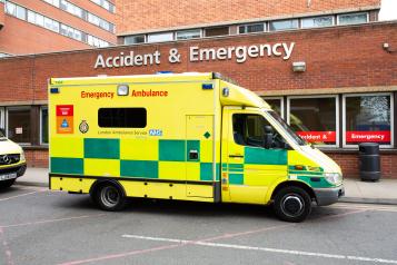 Ambulance parked outside Accident and Emergency